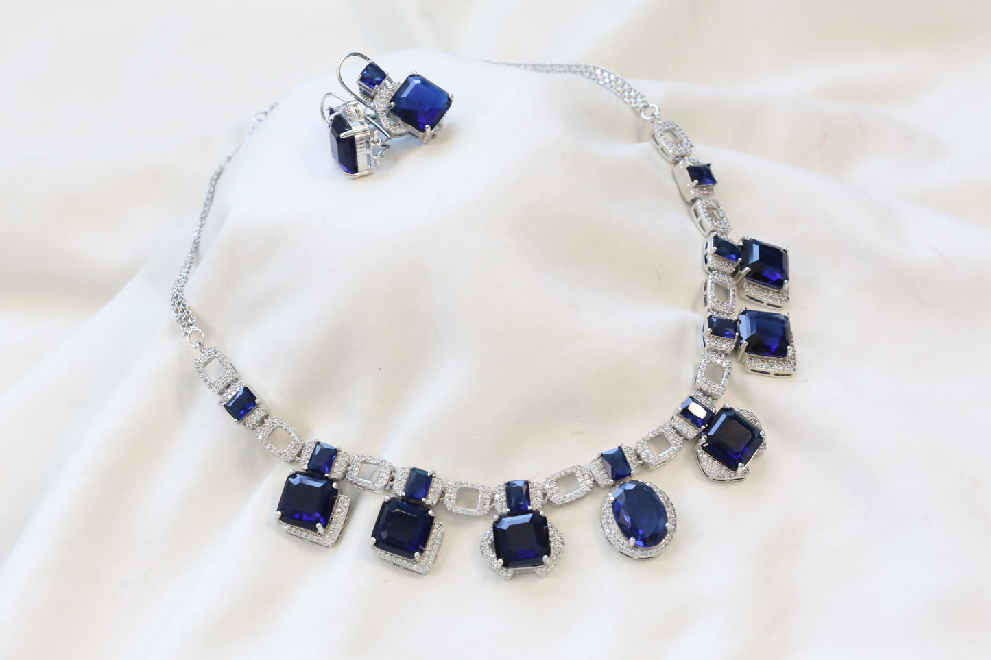 Premium Blue CZ Necklace Set