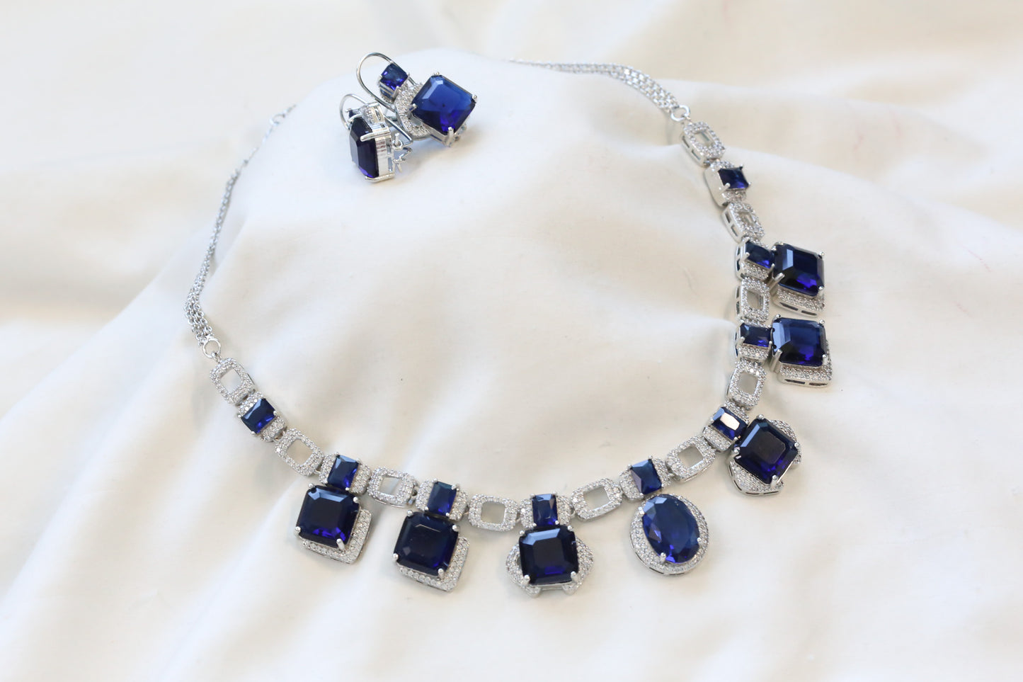 Premium Blue CZ Necklace Set