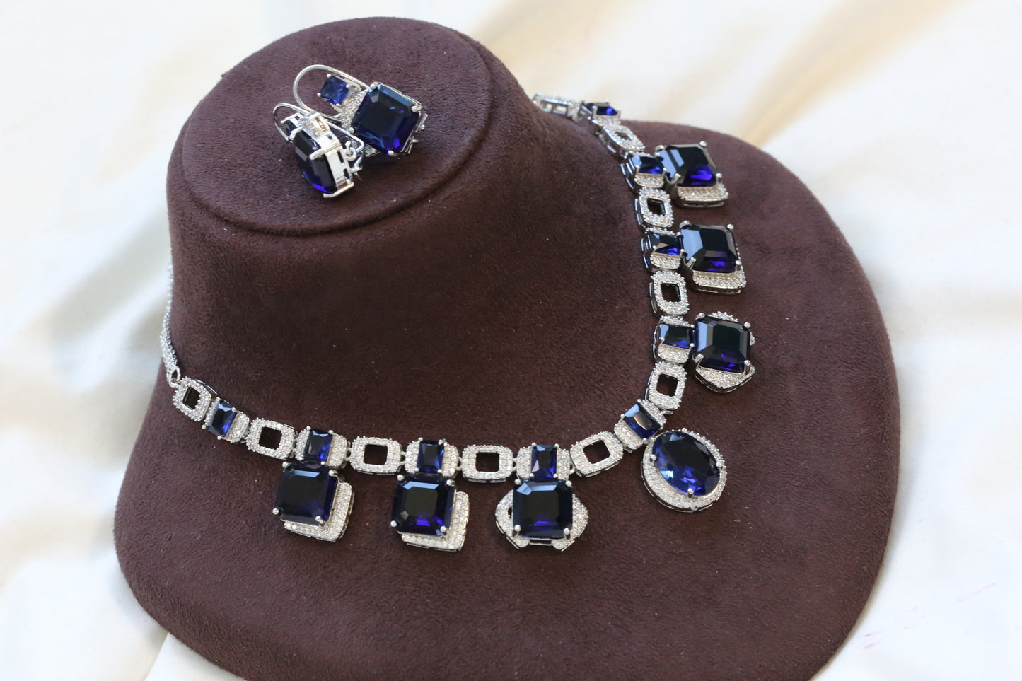 Premium Blue CZ Necklace Set