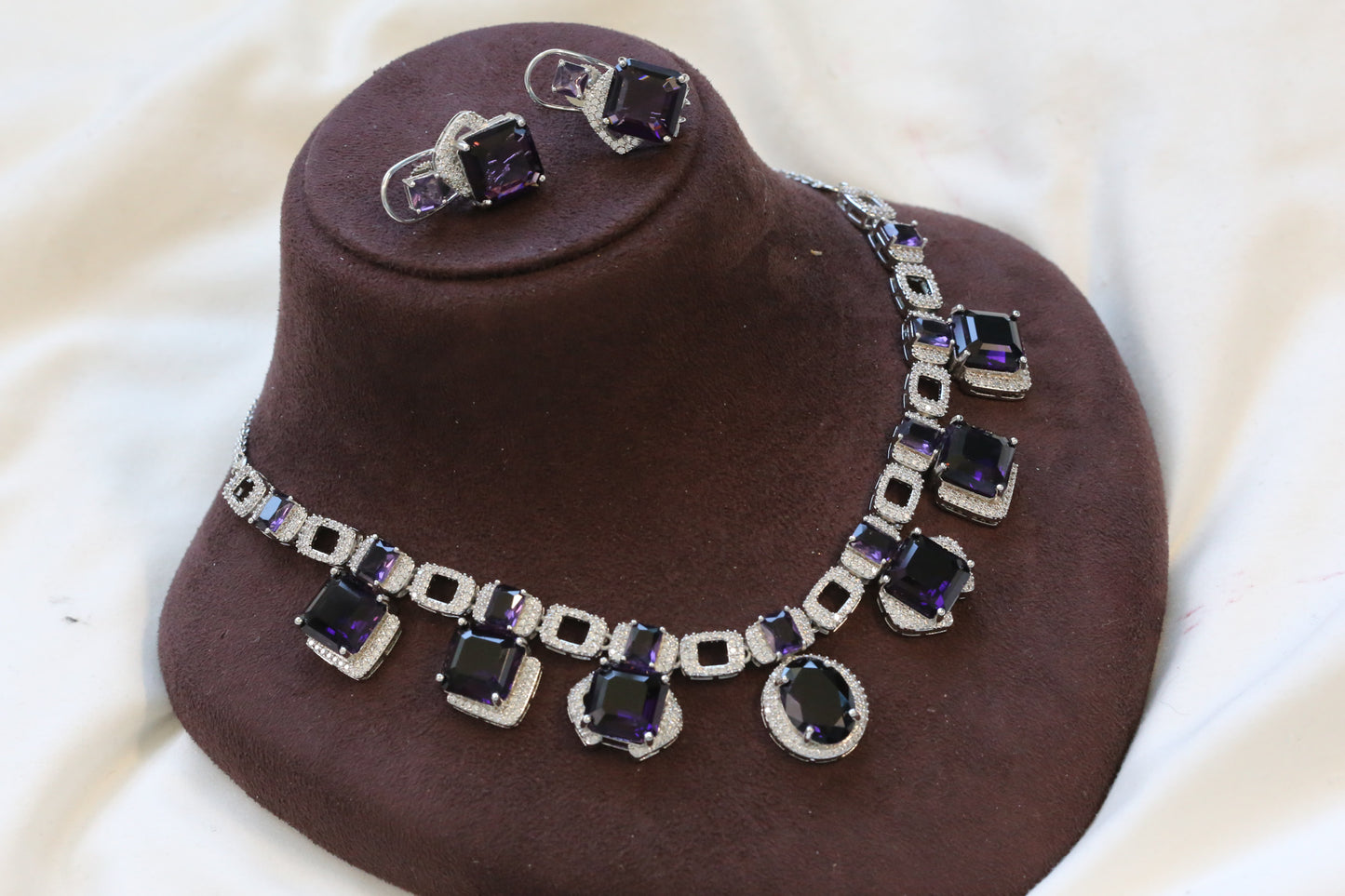 Premium Purple CZ Necklace Set