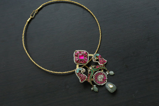 Samaira Fusion Jadau Kundan Hasli  Necklace