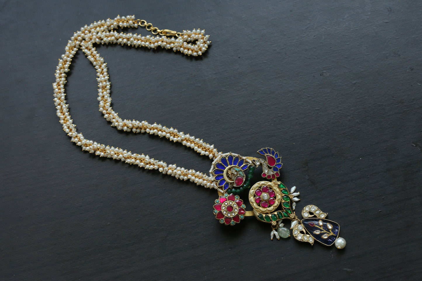 Sasha Fusion Polki & Kundan Necklace (Removable Chain & Hasli)