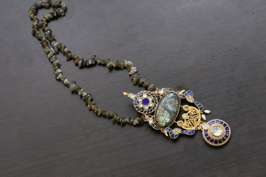 Labradorite Fusion Jadau Kundan Necklace