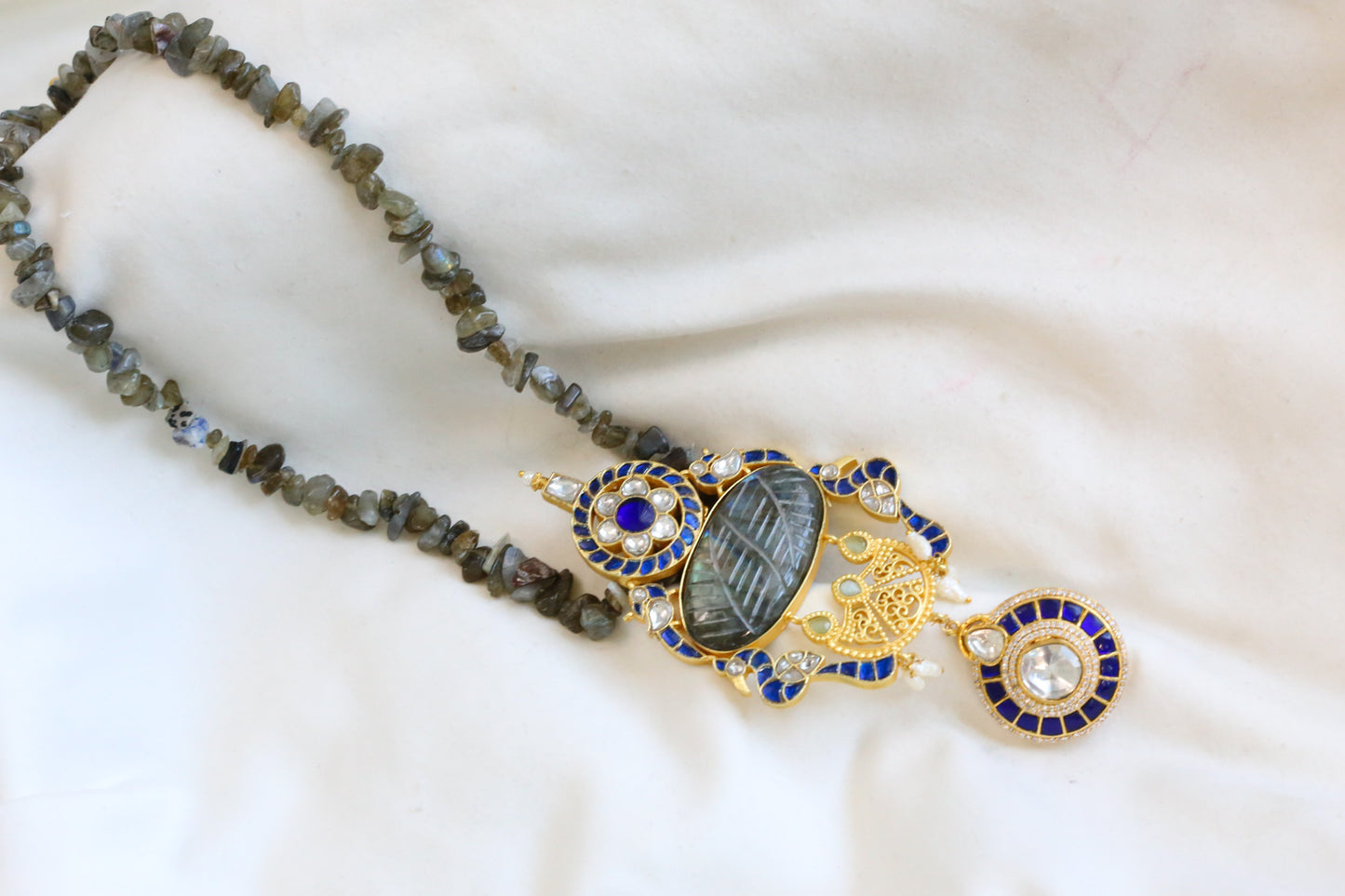Labradorite Fusion Jadau Kundan Necklace