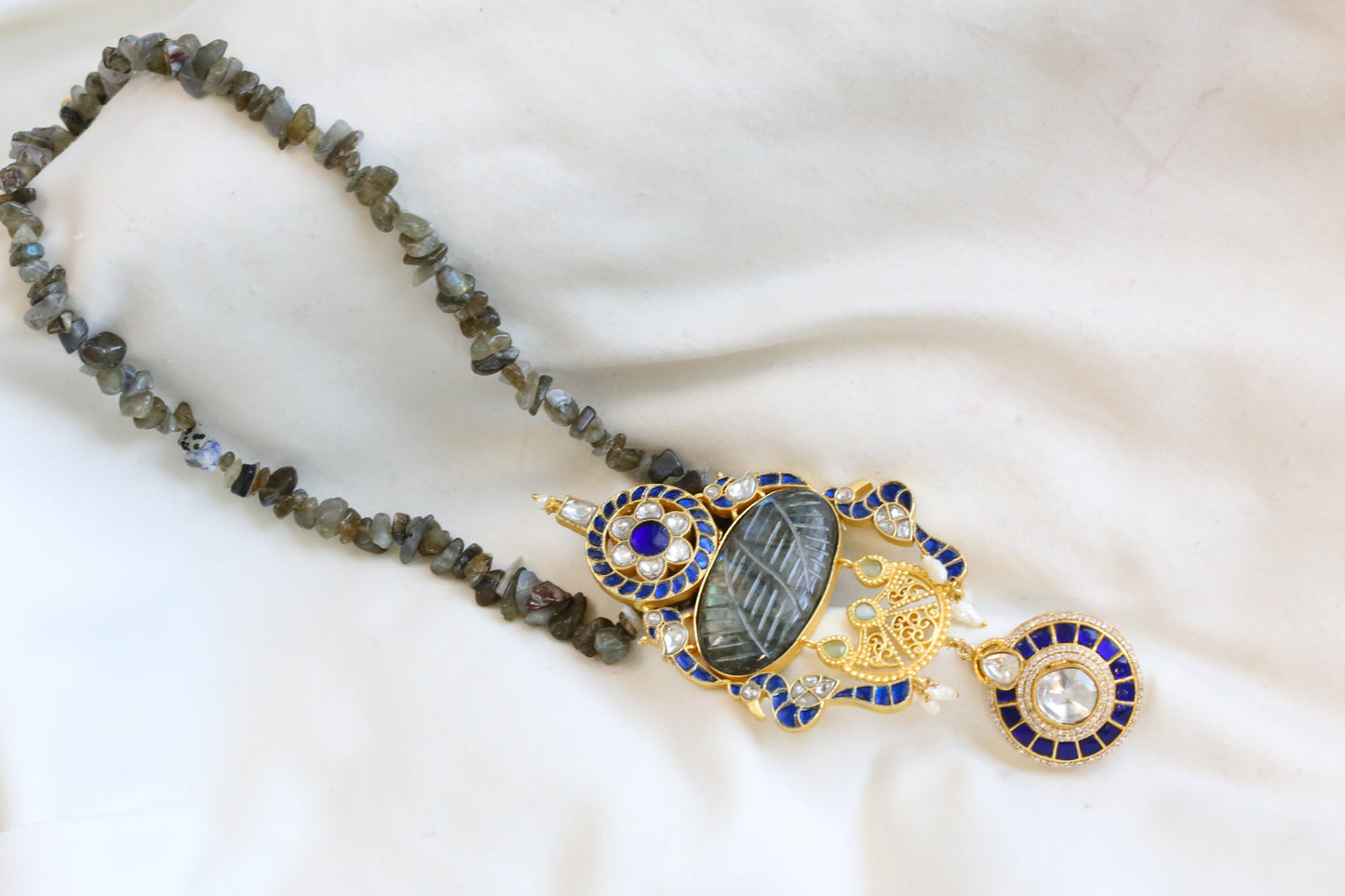 Labradorite Fusion Jadau Kundan Necklace