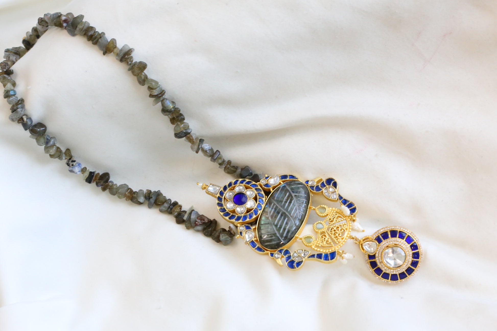 Labradorite Fusion Jadau Kundan Necklace