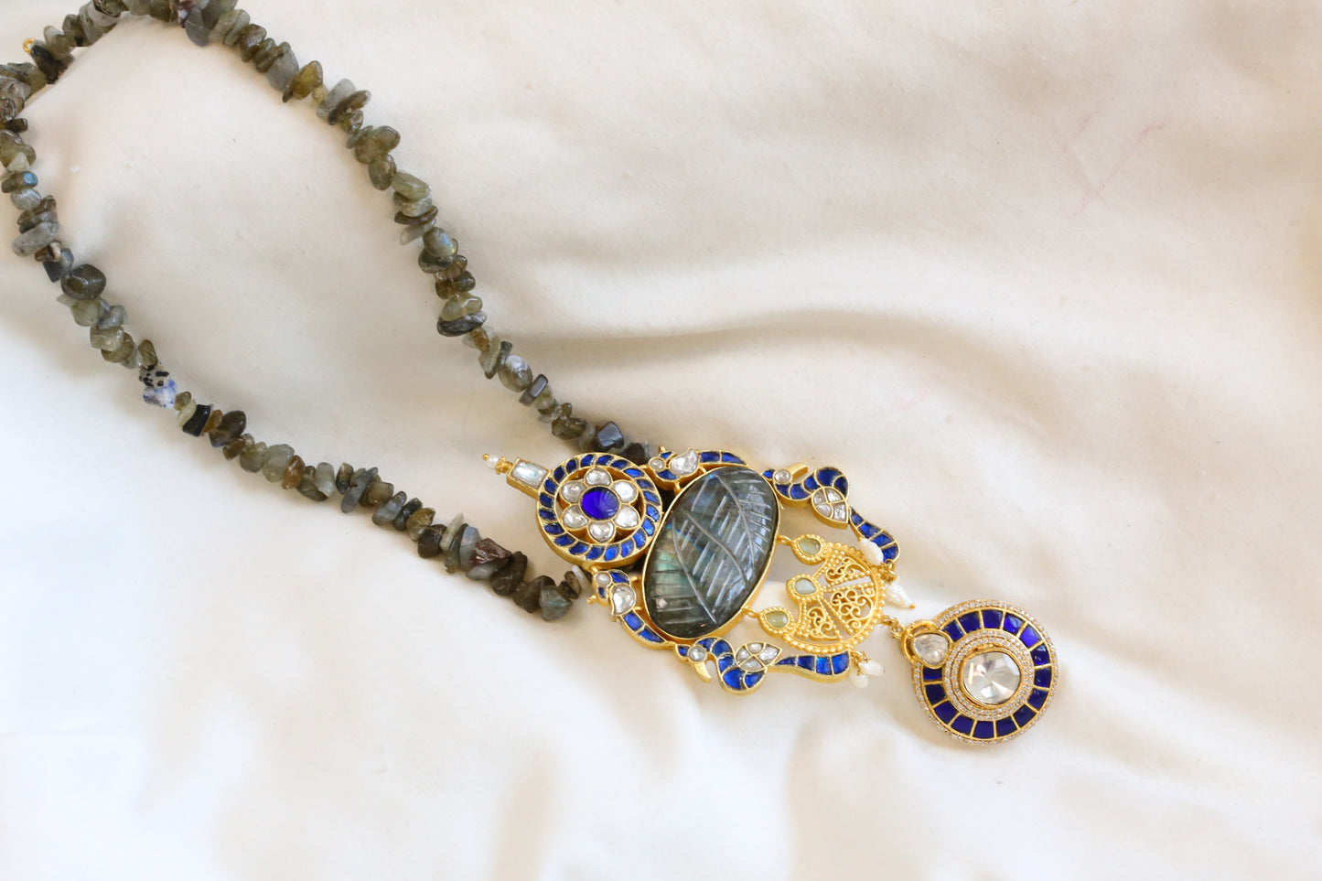 Labradorite Fusion Jadau Kundan Necklace