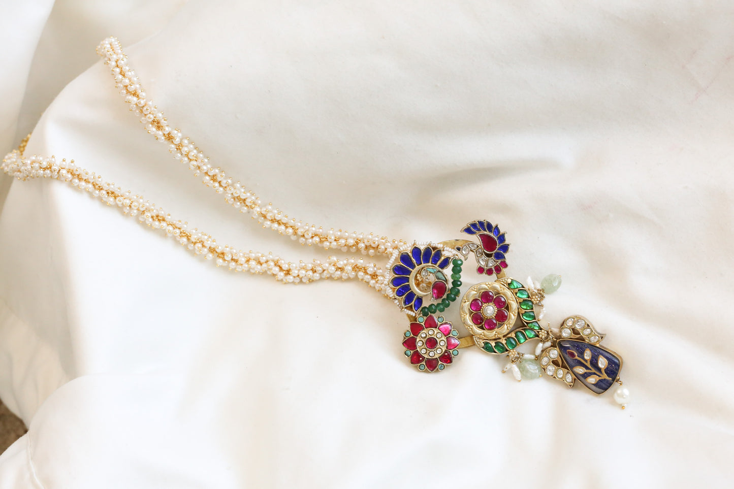 Sasha Fusion Polki & Kundan Necklace (Removable Chain & Hasli)
