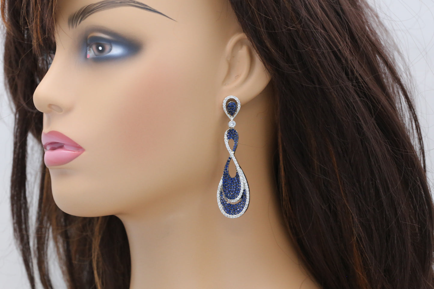 Amulya Pave Setting Blue CZ Earrings