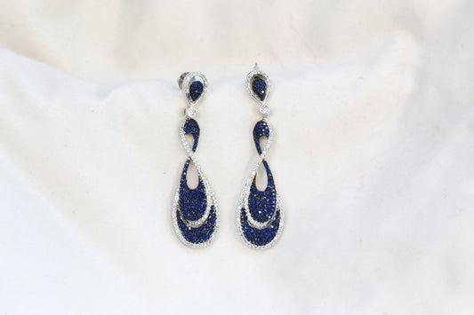 Amulya Pave Setting Blue CZ Earrings