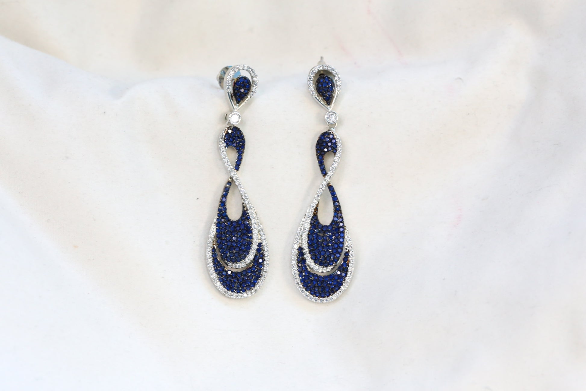 Amulya Pave Setting Blue CZ Earrings