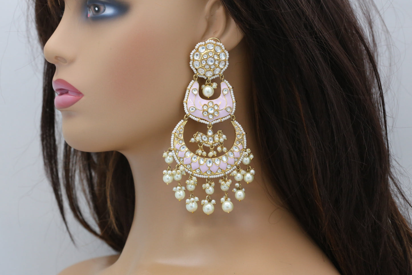 Statement Gulaabi Kundan Chaandbaali (4.5 inches)