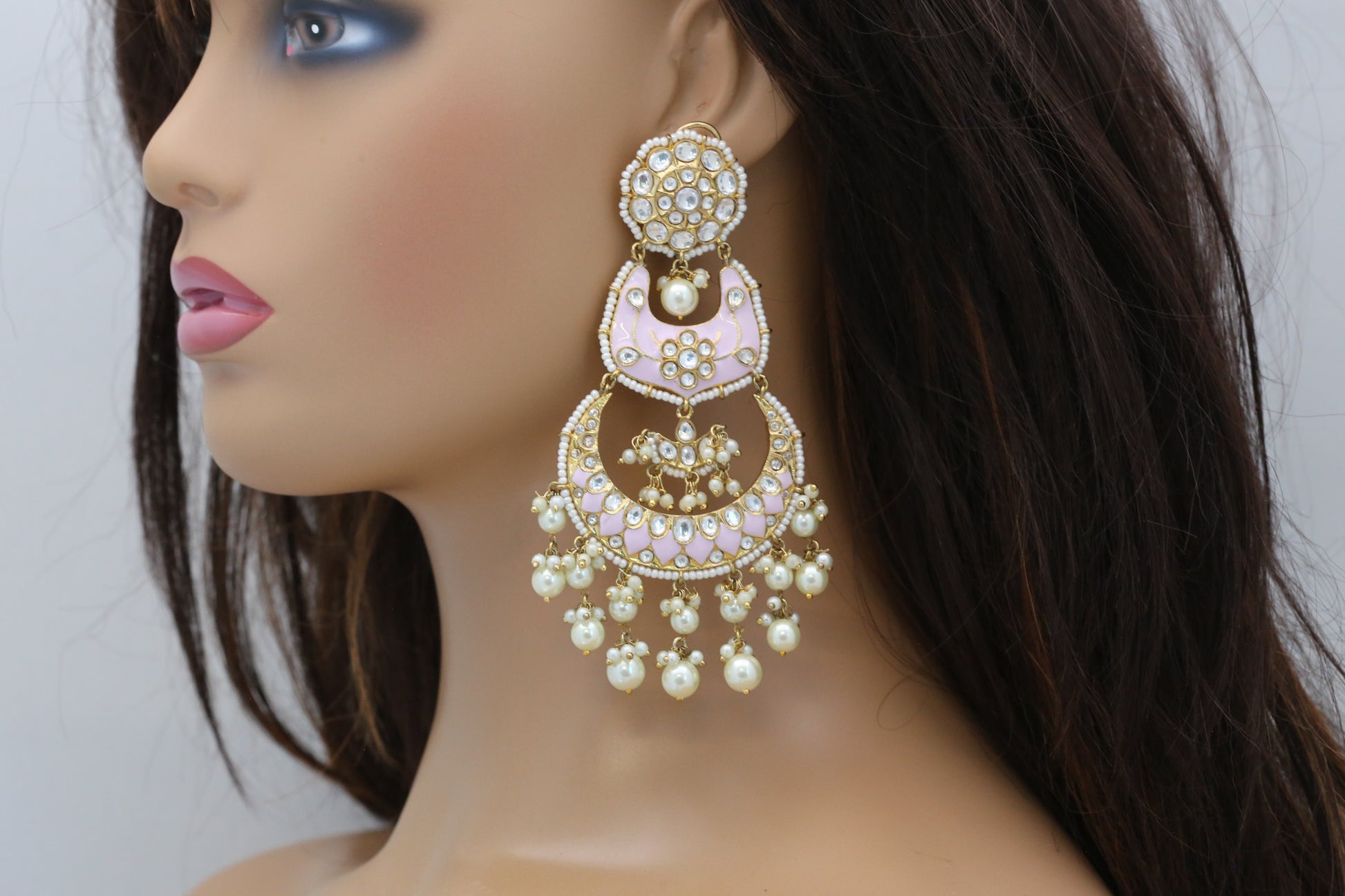 Statement Gulaabi Kundan Chaandbaali (4.5 inches)