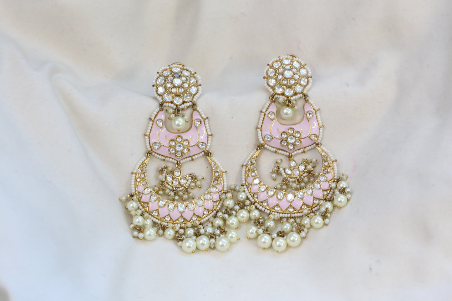 Statement Gulaabi Kundan Chaandbaali (4.5 inches)