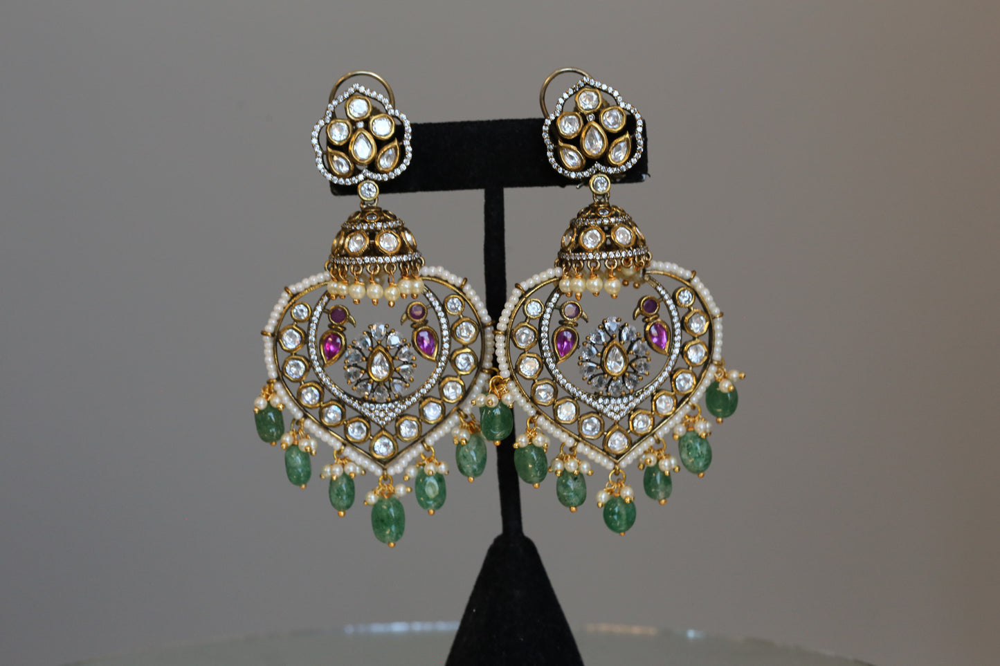Moissanite, CZ & Aventurine Chandbaali