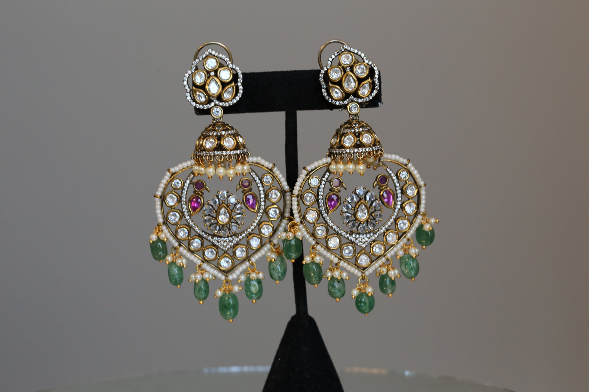 Moissanite, CZ & Aventurine Chandbaali