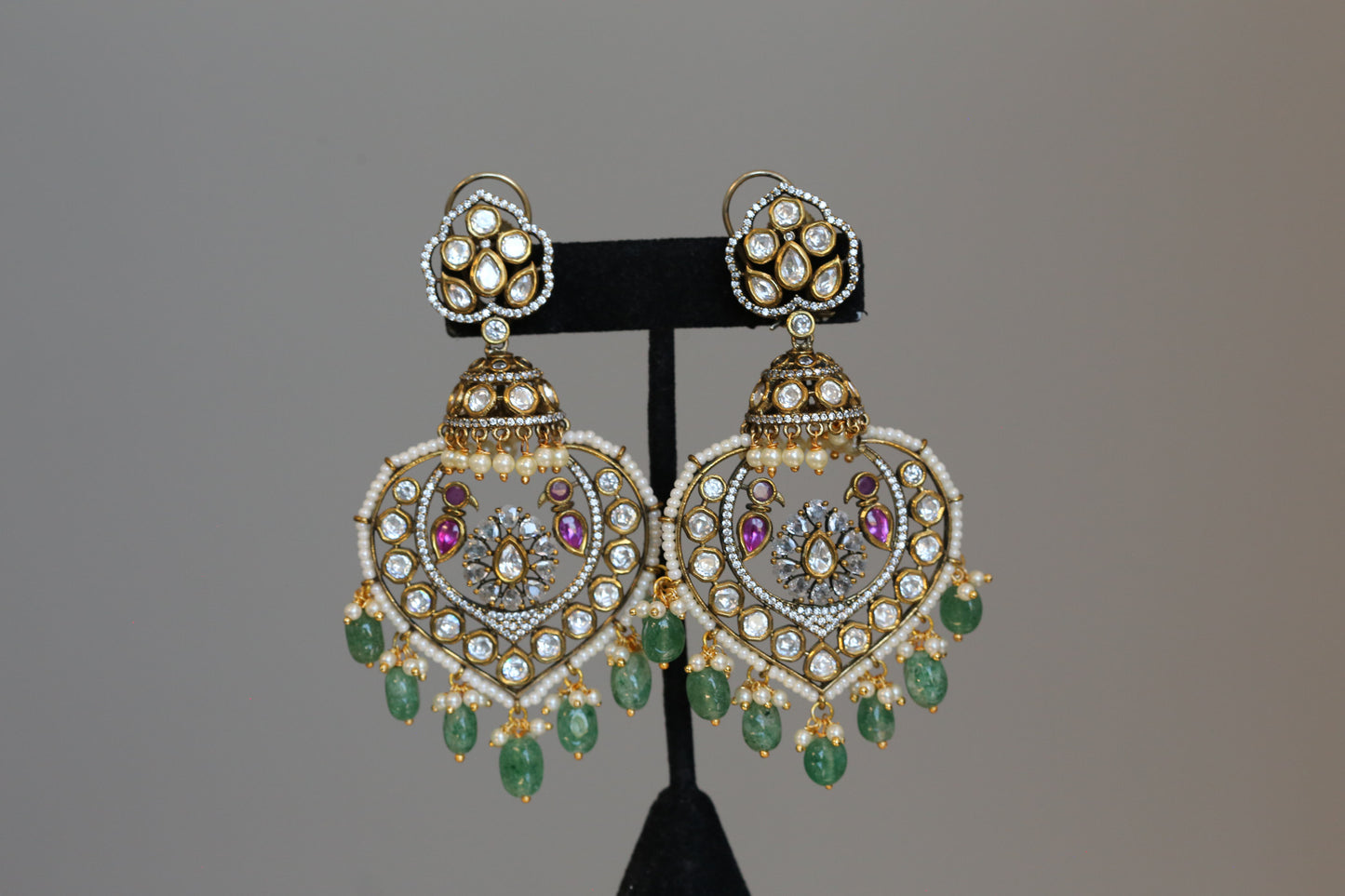 Moissanite, CZ & Aventurine Chandbaali