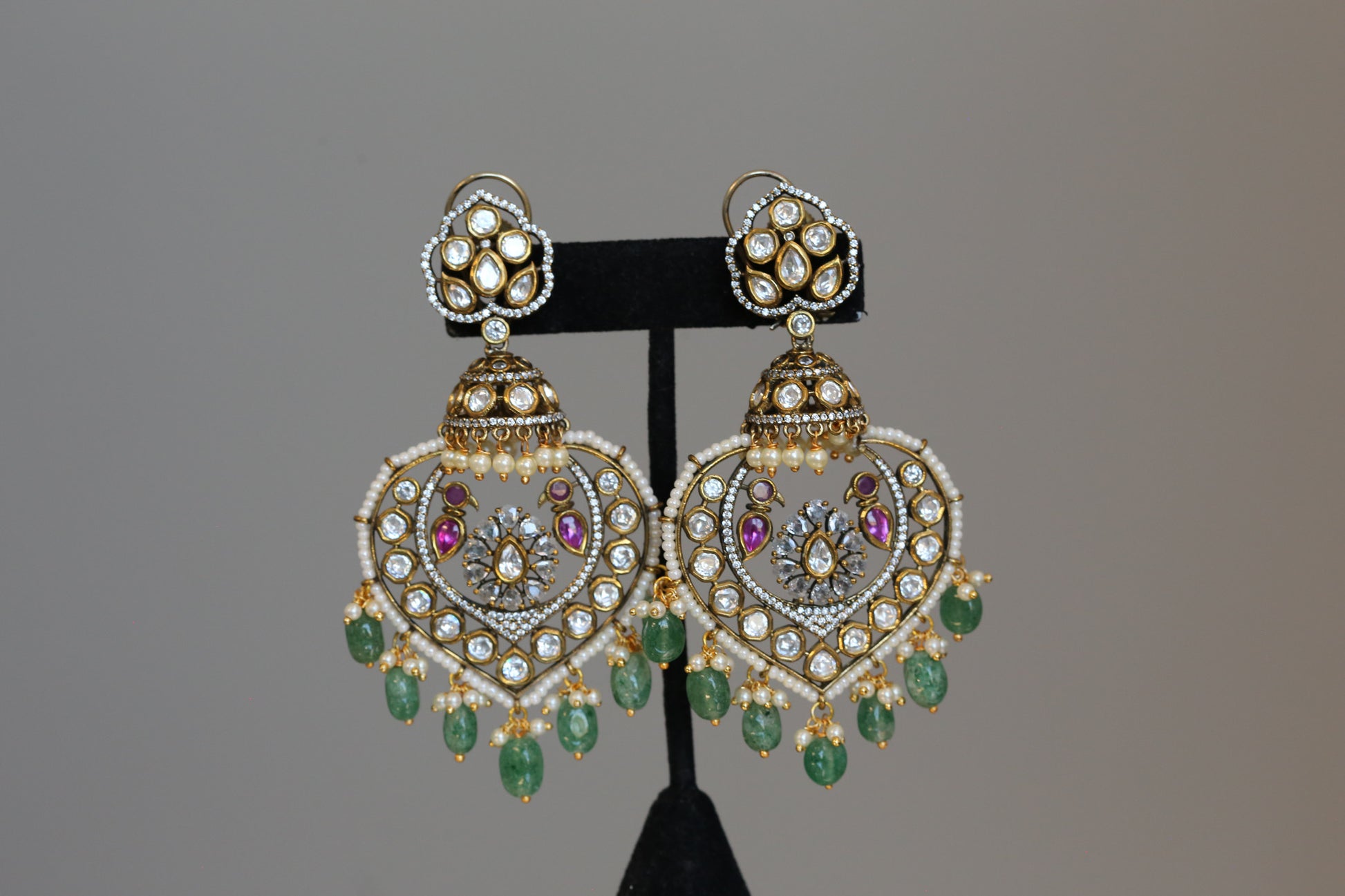 Moissanite, CZ & Aventurine Chandbaali