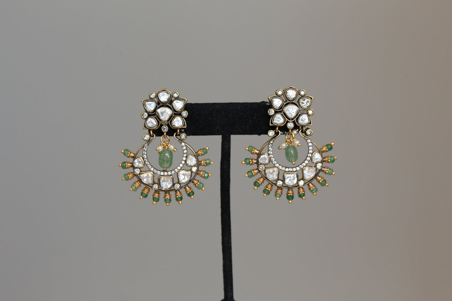 Moissanite & Real Aventurine Chandbaali