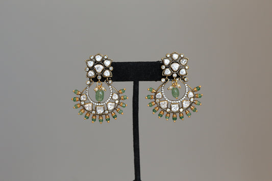 Moissanite & Real Aventurine Chandbaali