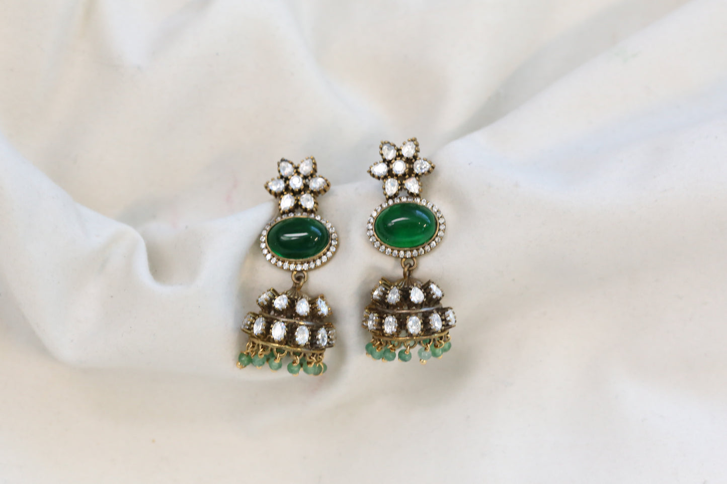 Moissanite & Pota Doublet Jhumka