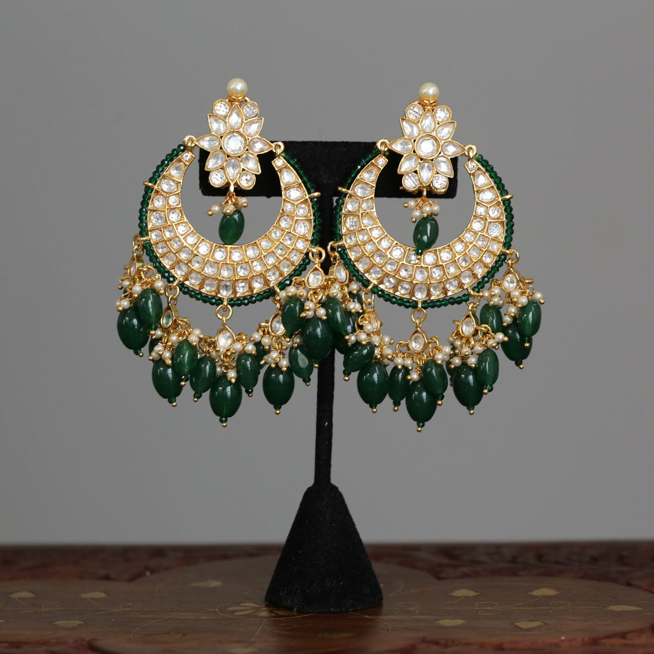 Premium Polki Kundan Chandbaali