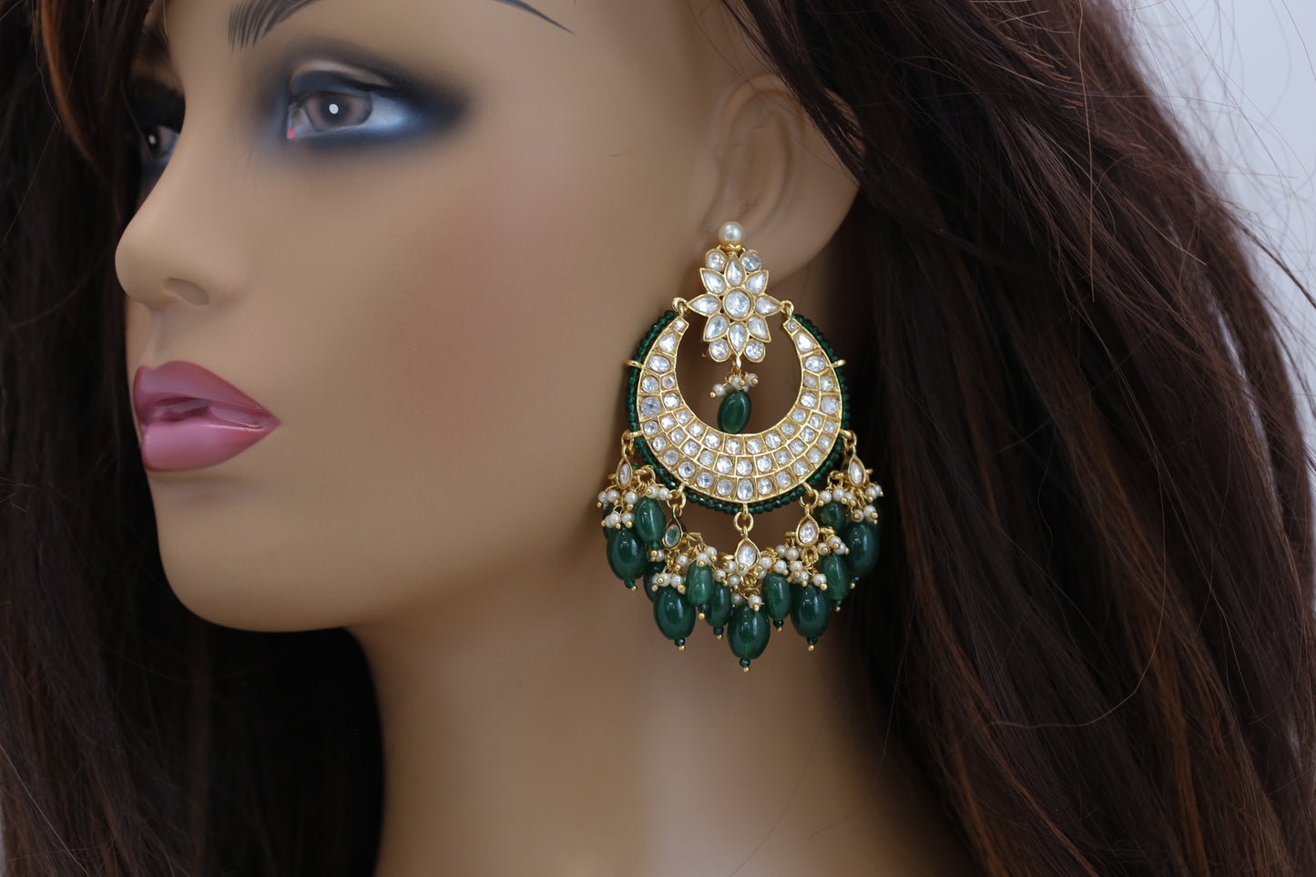 Premium Polki Kundan Chandbaali