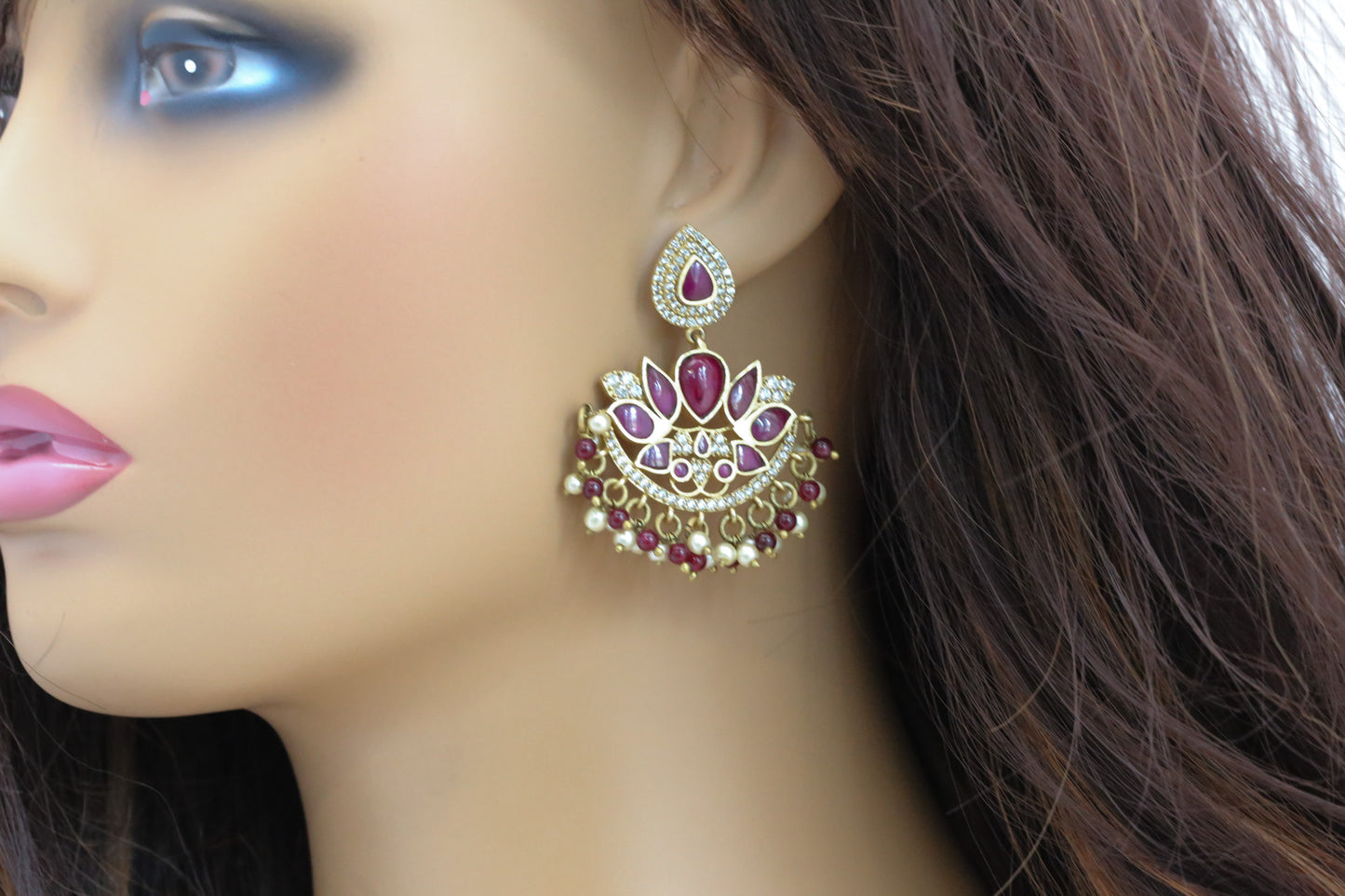 Mahira Vintage Gold Kundan Chandbaali