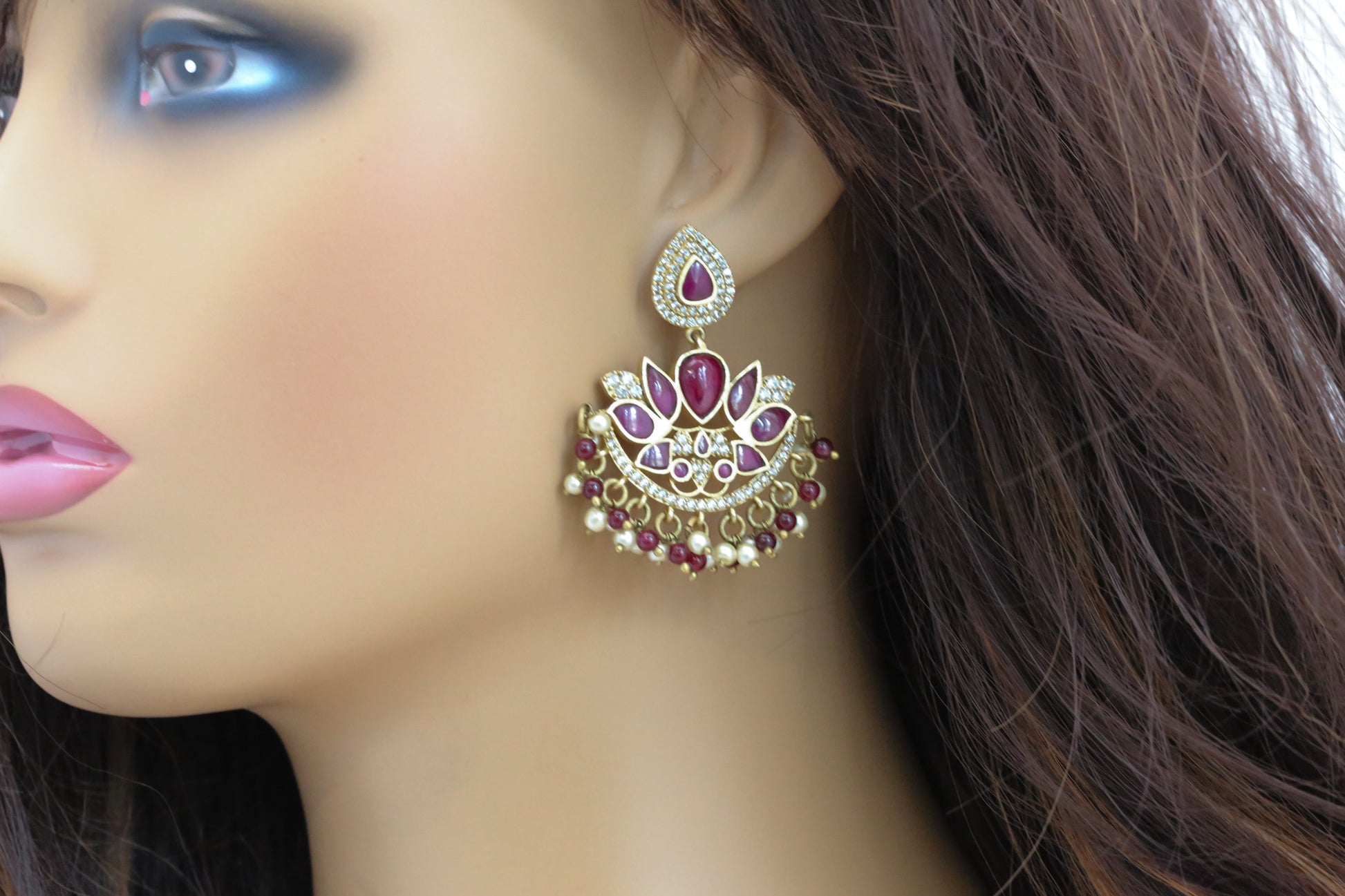 Mahira Vintage Gold Kundan Chandbaali