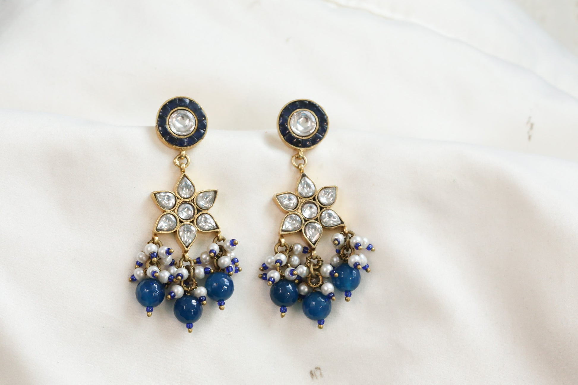 Richa Vintage Gold Takkar Kundan Earrings