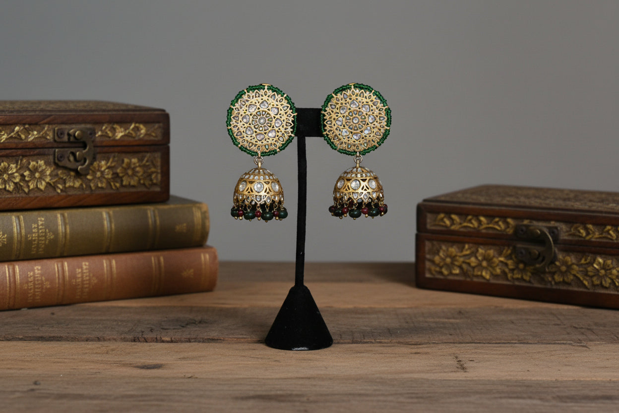 Tejasvi Vintage Gold Kundan Jhumka