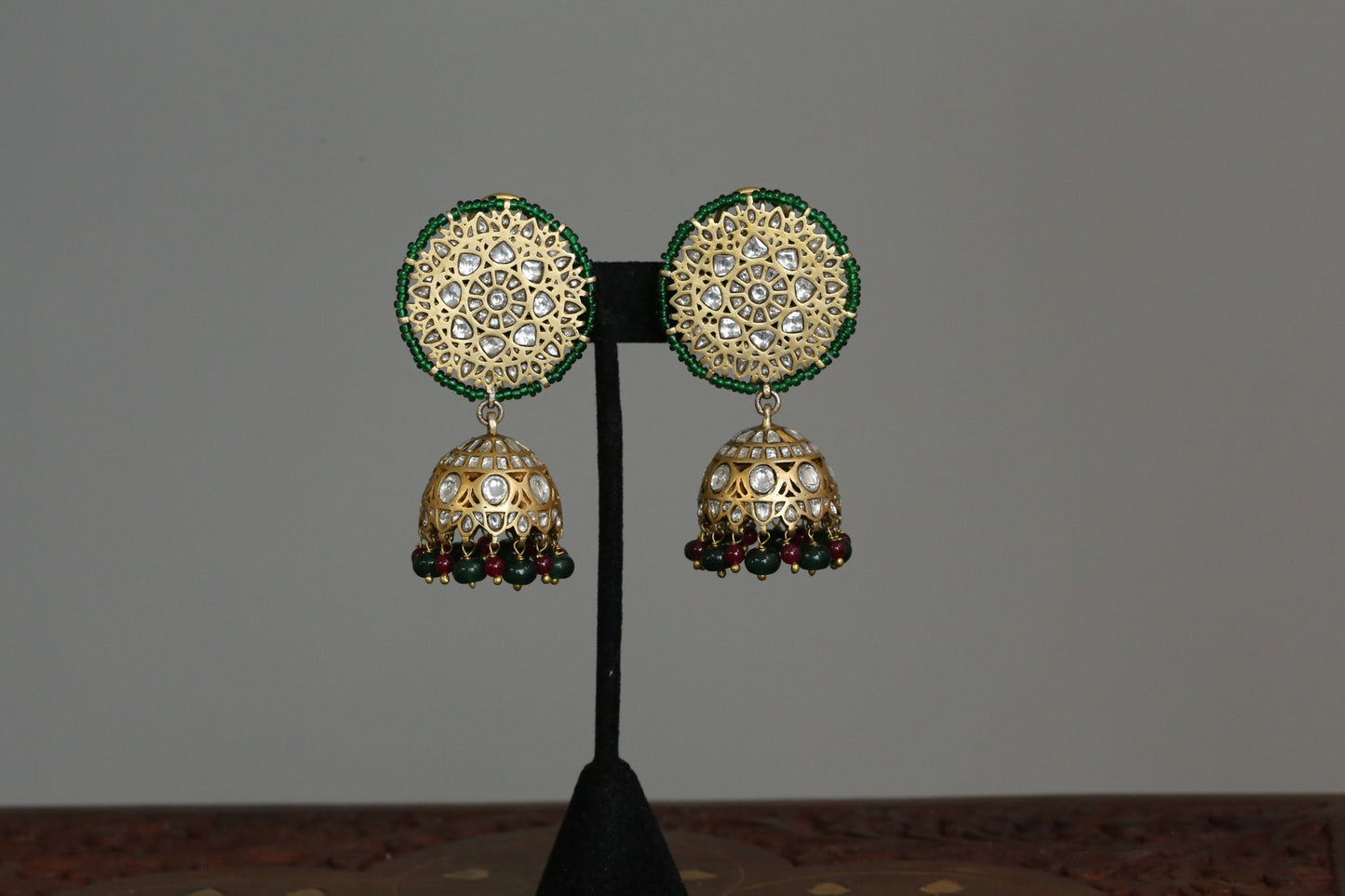 Tejasvi Vintage Gold Kundan Jhumka
