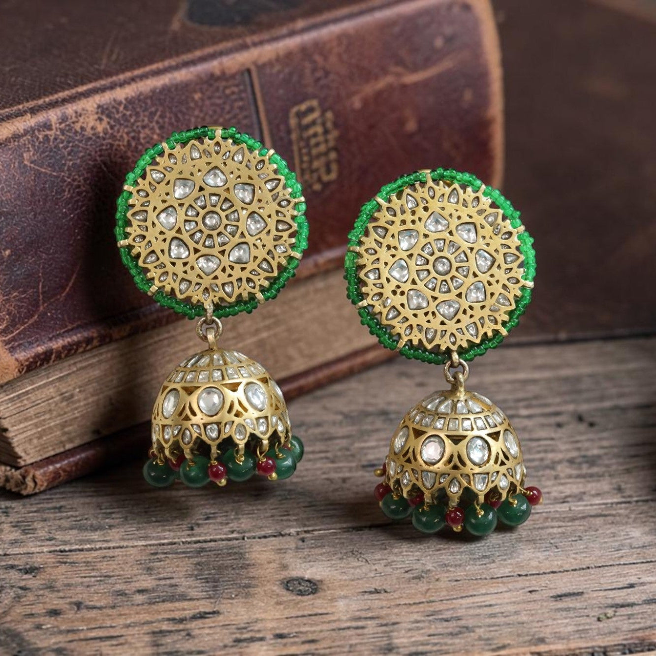 Tejasvi Vintage Gold Kundan Jhumka