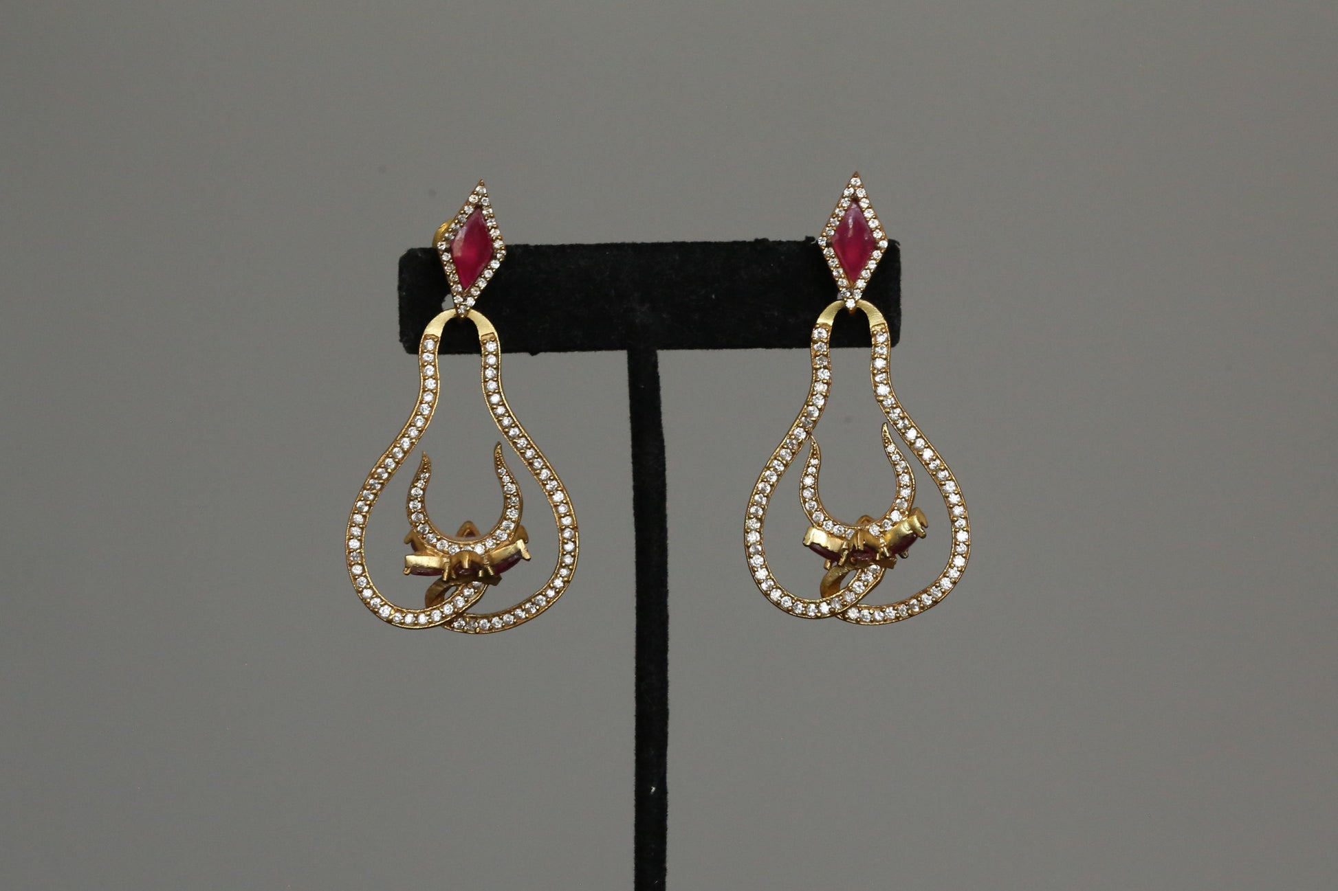 3D Mahira VIntage Gold Kundan Chandbaali