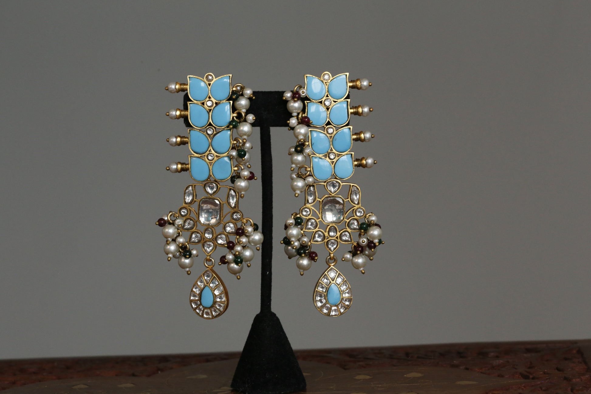 Raaha One Of A Kind Turquoise Jadau Earrings