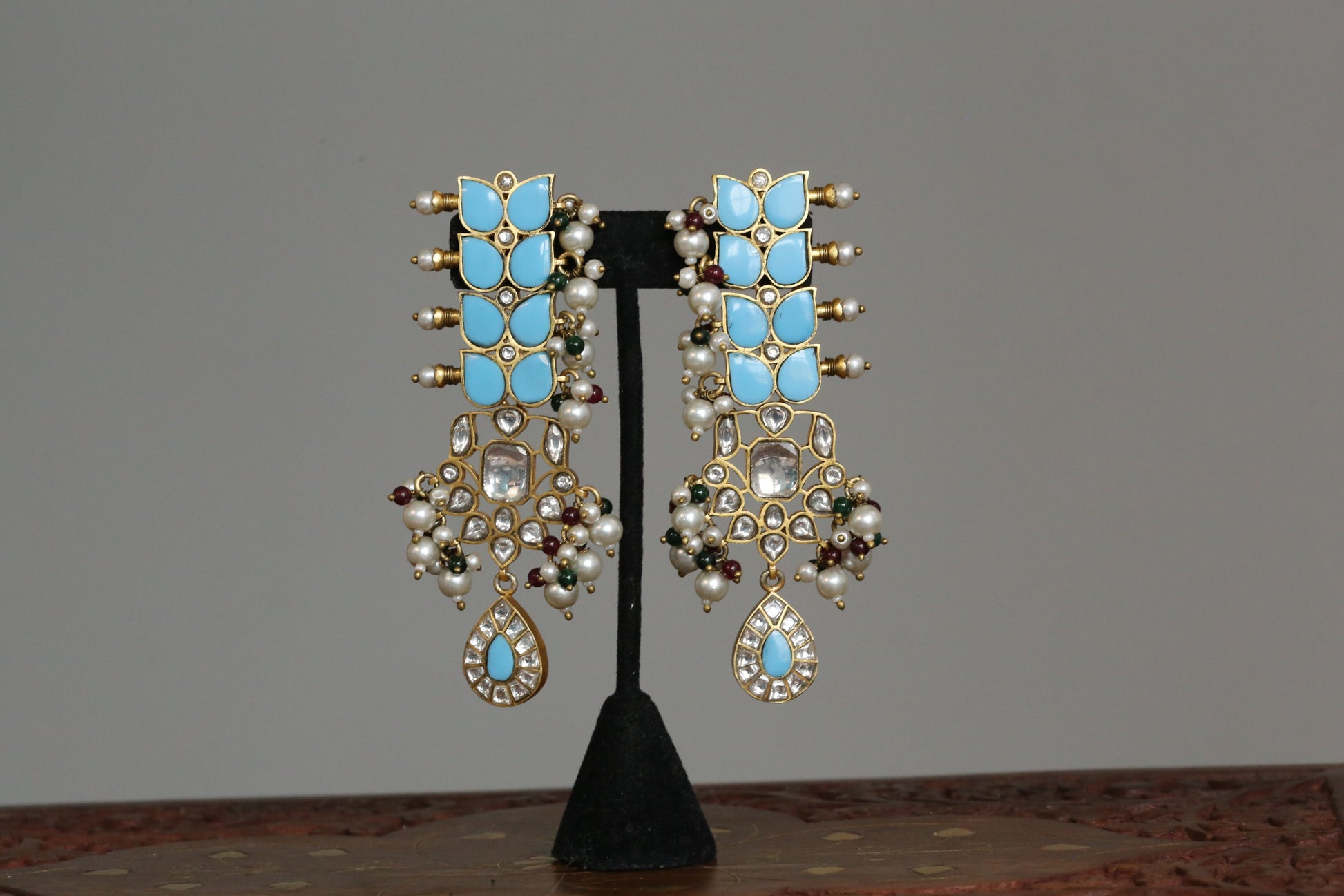 Raaha One Of A Kind Turquoise Jadau Earrings