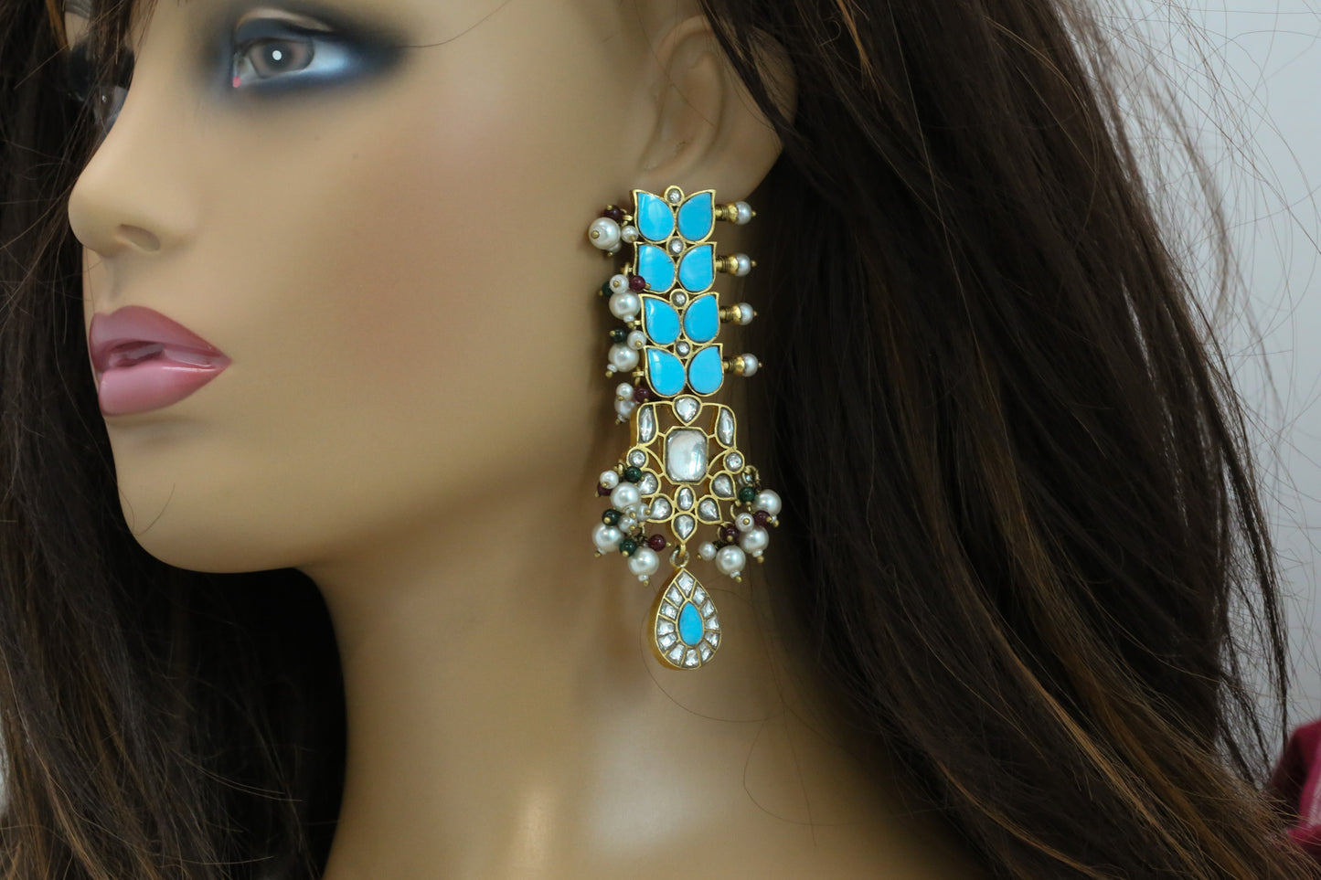 Raaha One Of A Kind Turquoise Jadau Earrings
