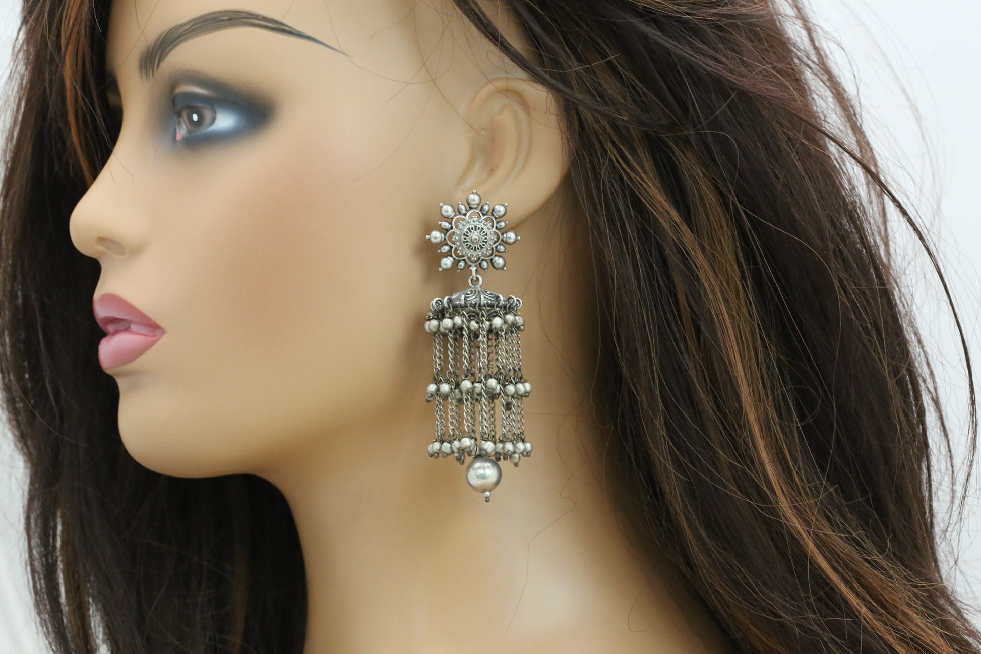 Jaana Oxidized Tassel Jhumka