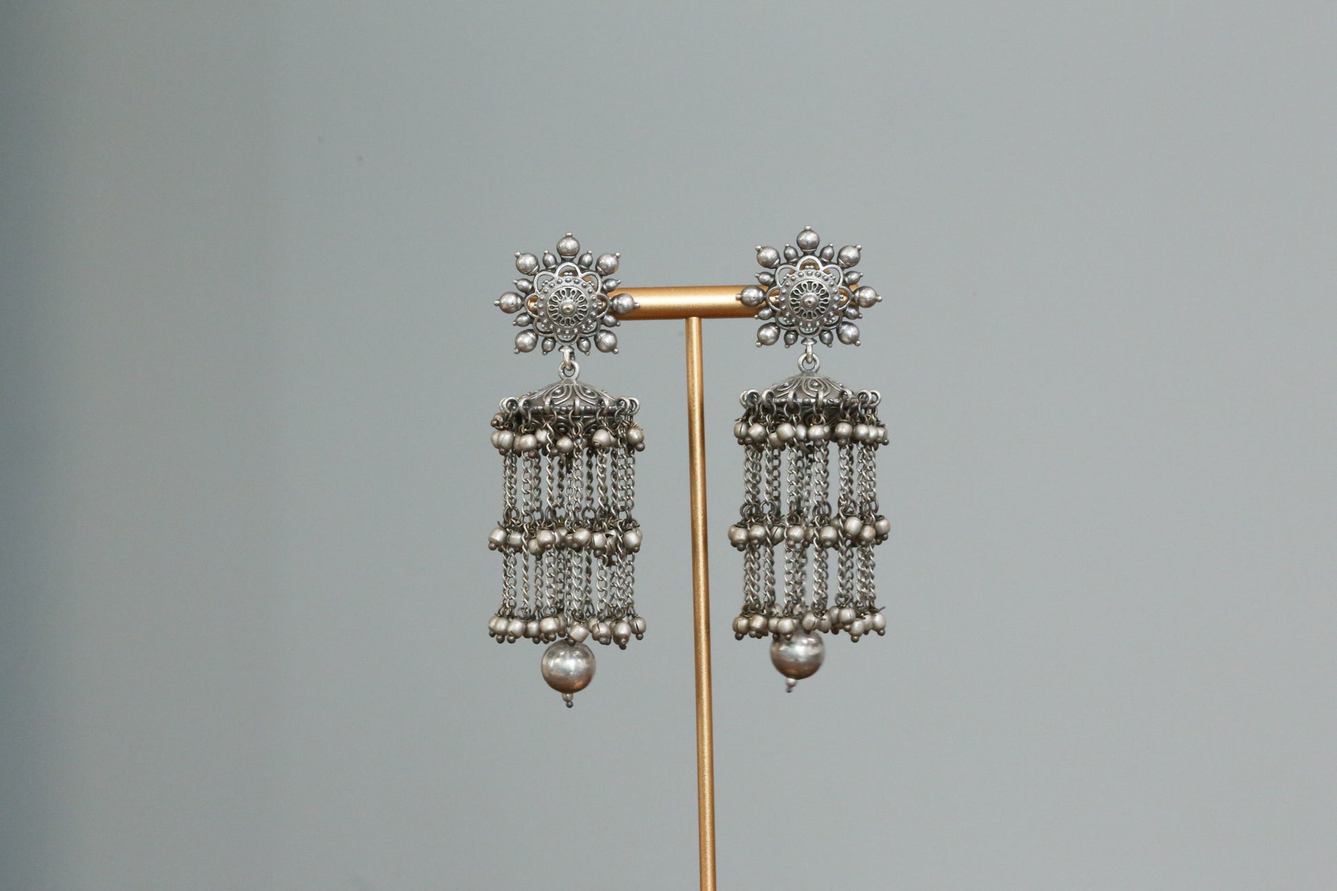 Jaana Oxidized Tassel Jhumka