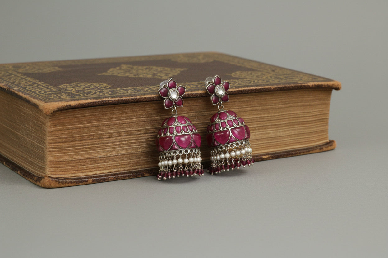 Nancy Kemp Kundan Jhumka - Ruby Red