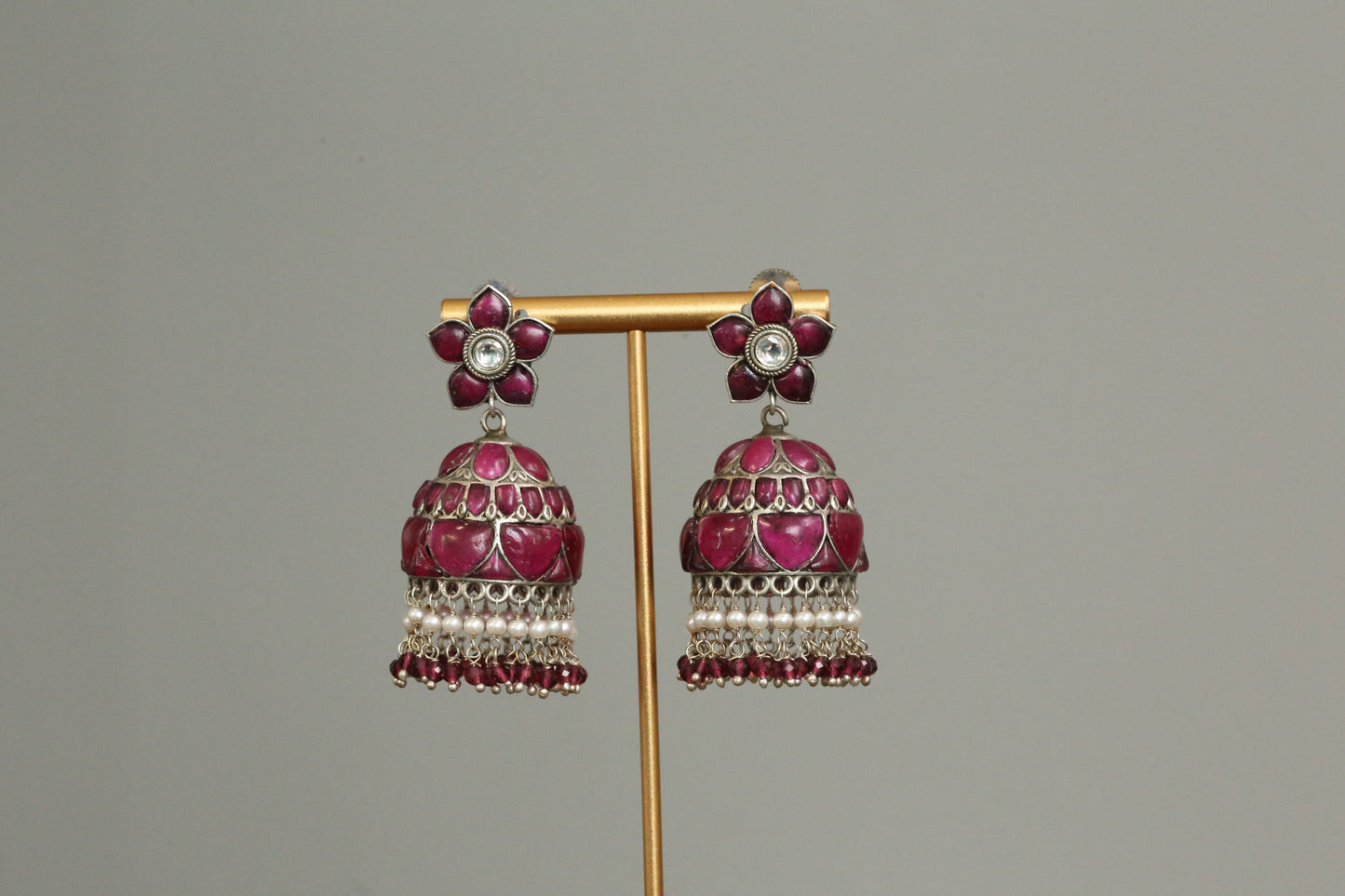 Nancy Kemp Kundan Jhumka - Ruby Red