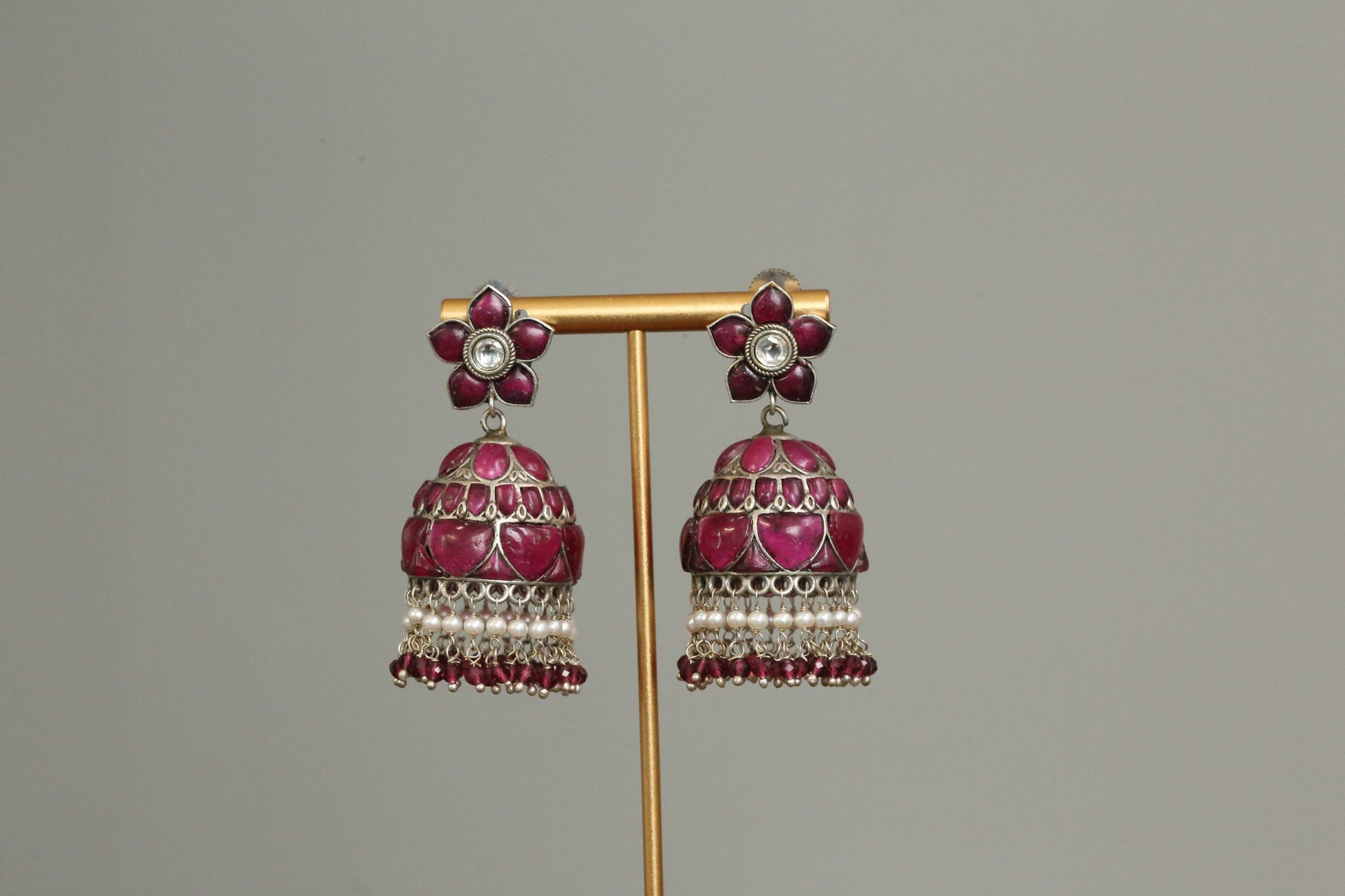 Nancy Kemp Kundan Jhumka - Ruby Red
