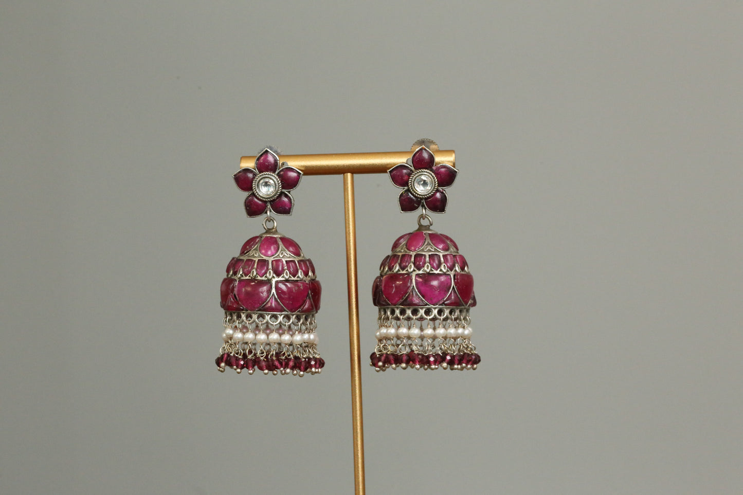 Nancy Kemp Kundan Jhumka - Ruby Red