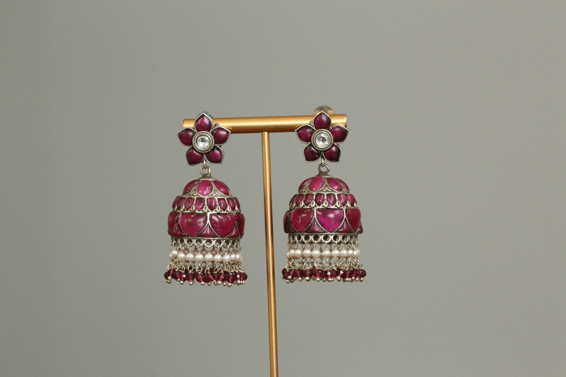 Nancy Kemp Kundan Jhumka - Ruby Red