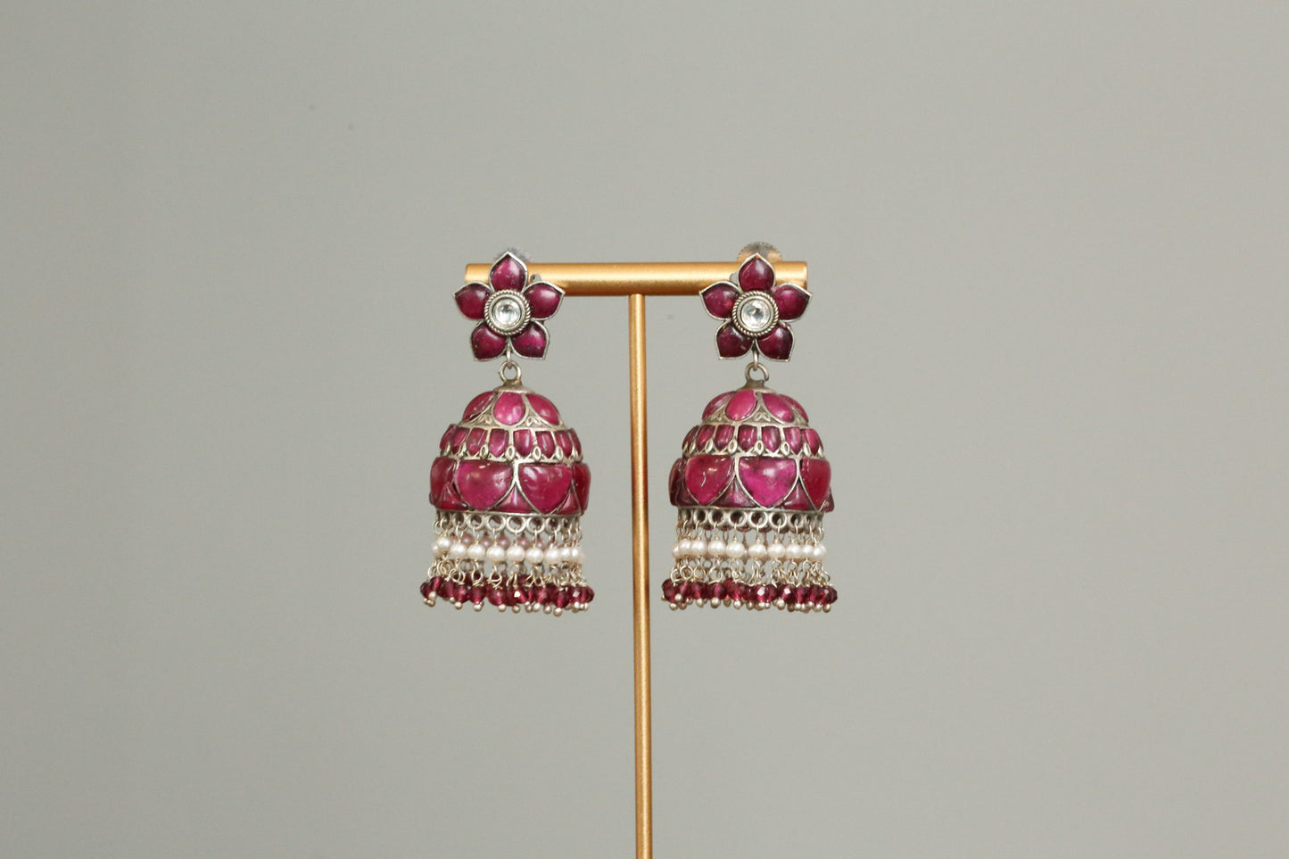 Nancy Kemp Kundan Jhumka - Ruby Red
