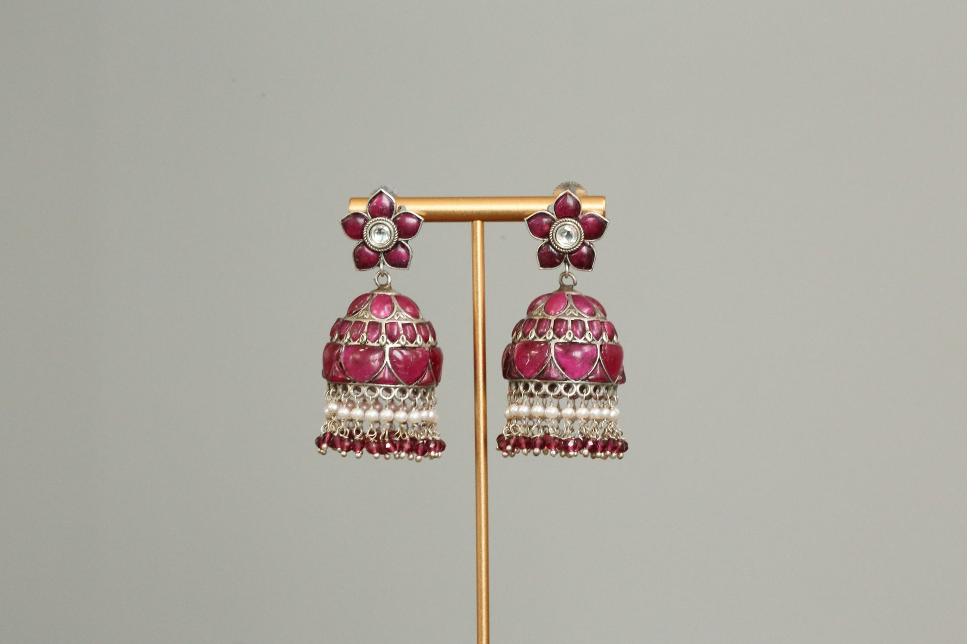 Nancy Kemp Kundan Jhumka - Ruby Red