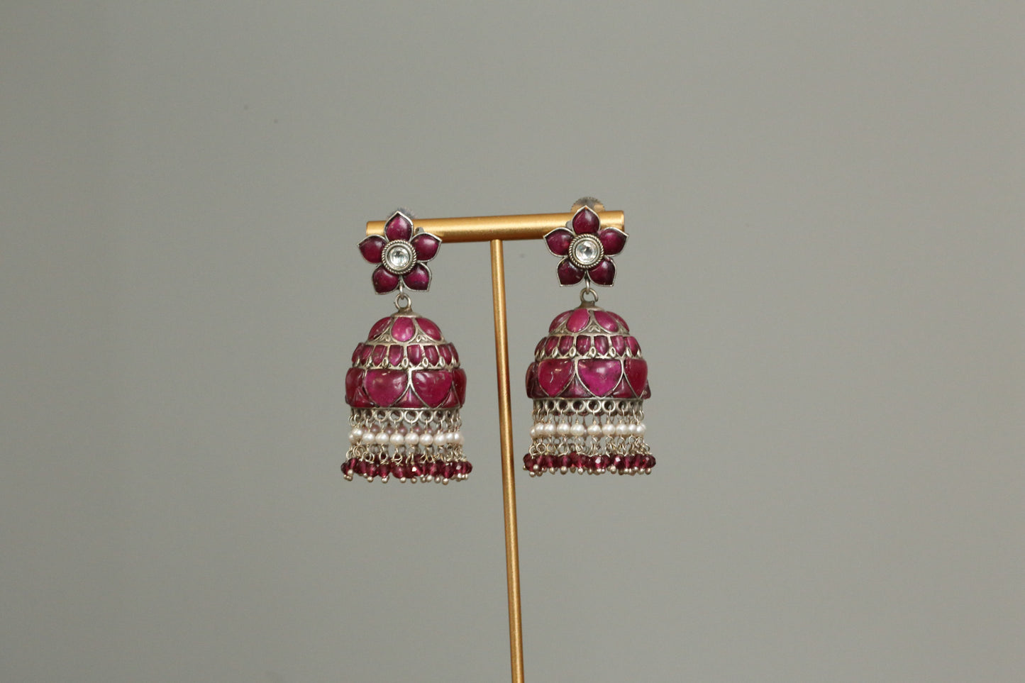 Nancy Kemp Kundan Jhumka - Ruby Red