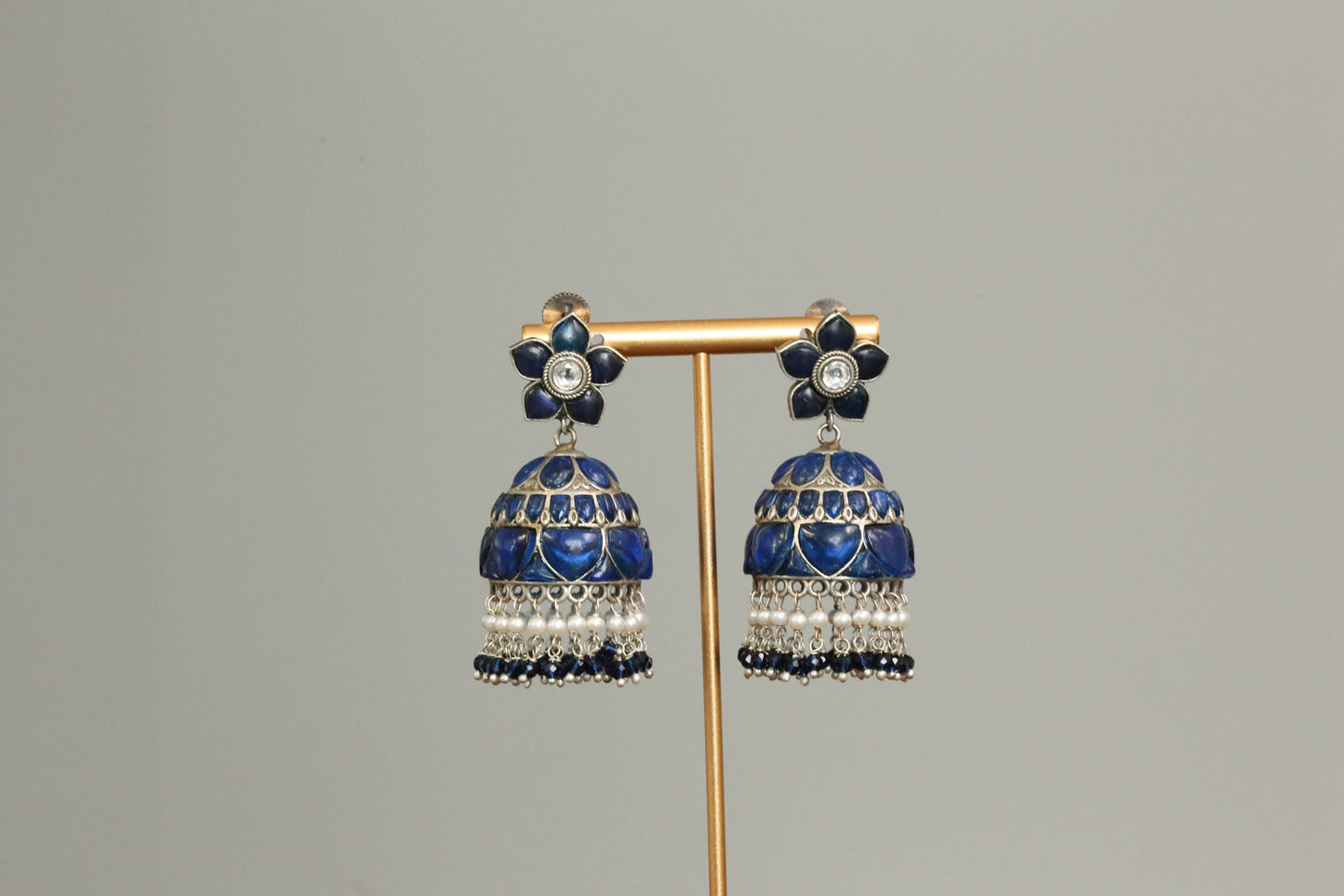 Nancy Kemp Kundan Jhumka - Blue