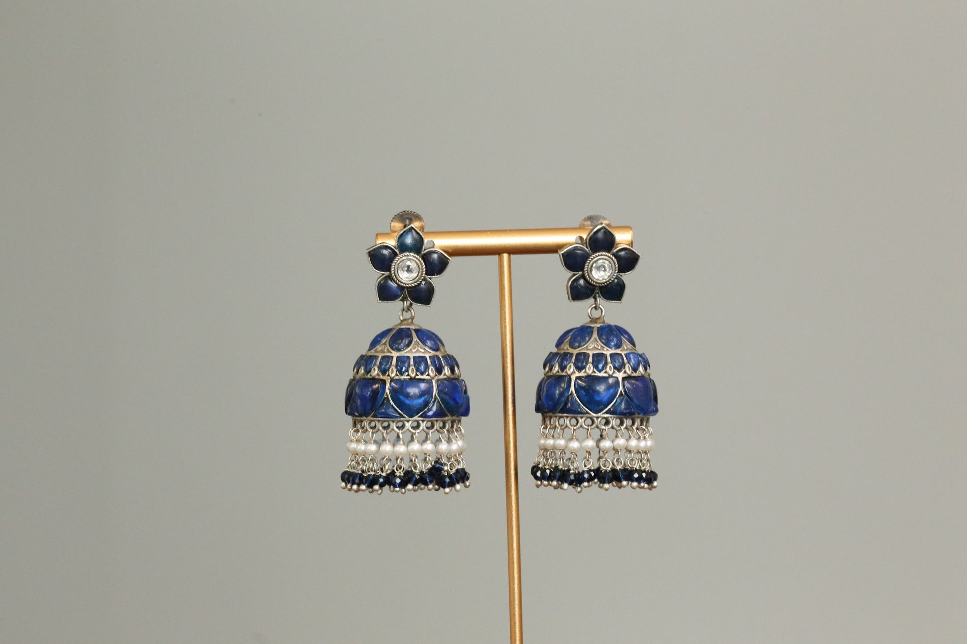 Nancy Kemp Kundan Jhumka - Blue