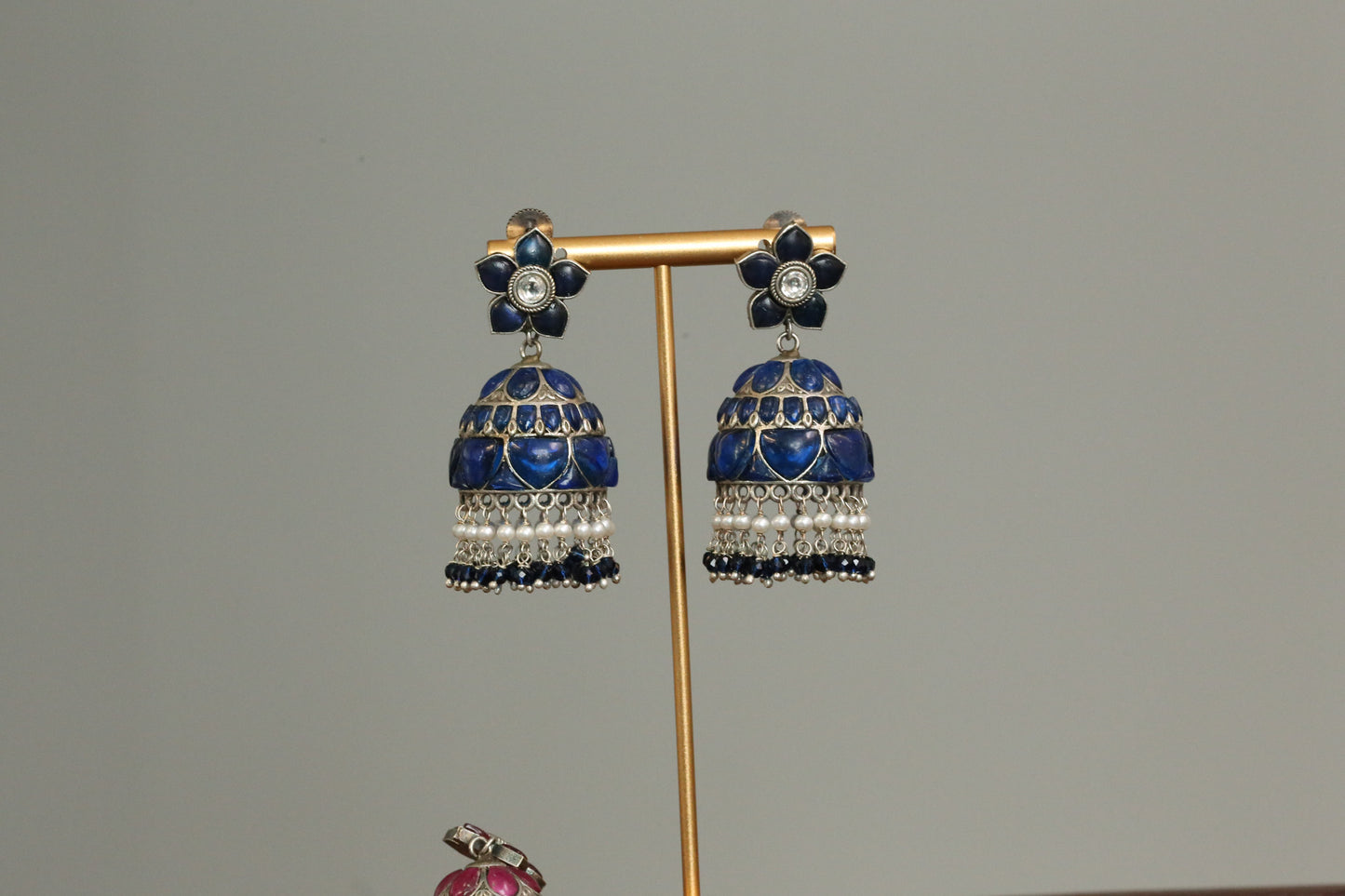 Nancy Kemp Kundan Jhumka - Blue